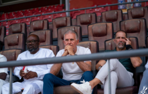 Black Stars head coach Carlos Queiroz monitors Black Galaxies training